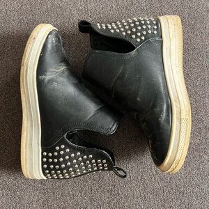 Black Studded Slip-On Sneakers